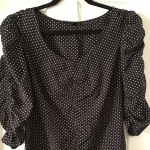 Ann Taylor B and W Polka Dot Blouse Size L